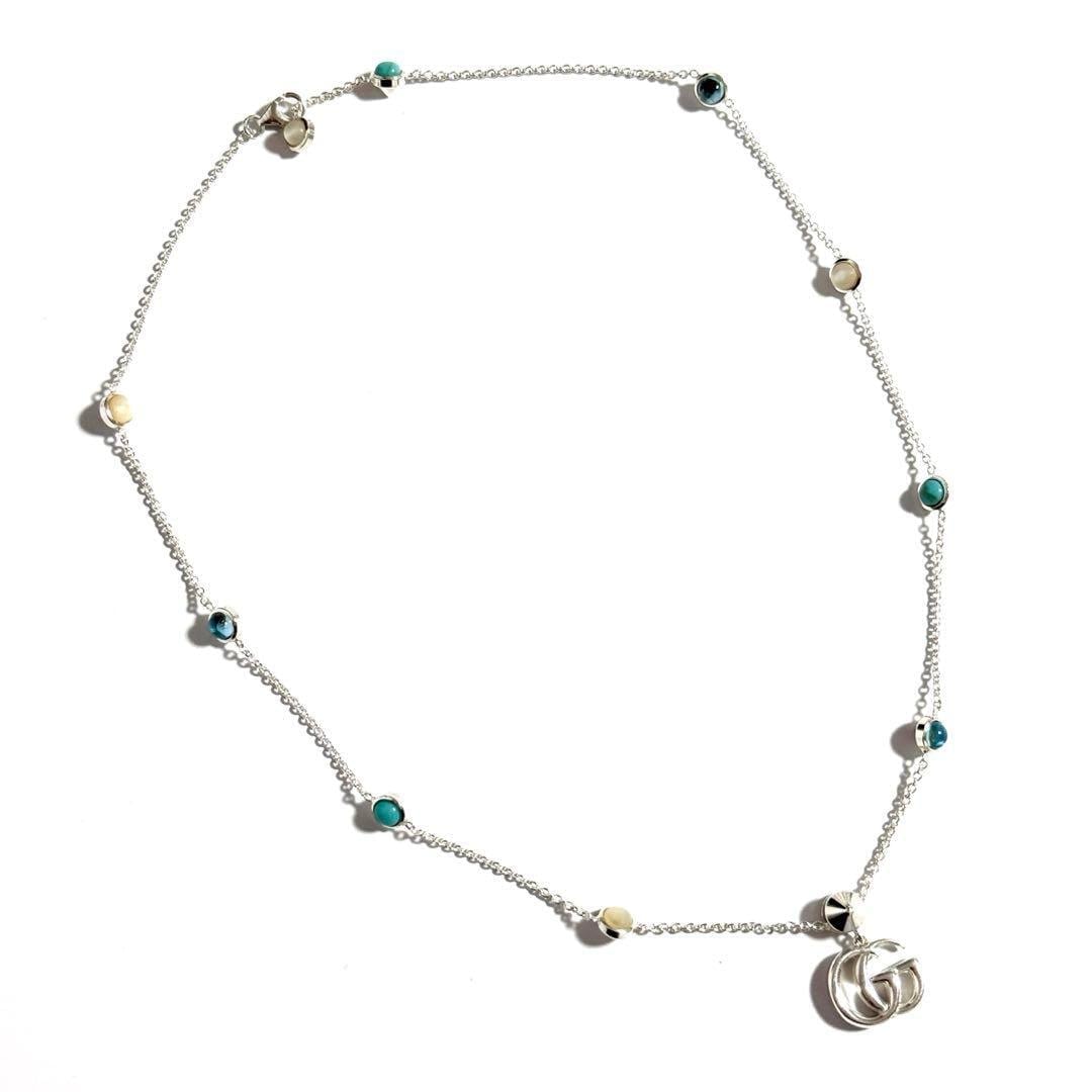 GUCCI Double G Mother Of Pearl Necklace "Turquoise"