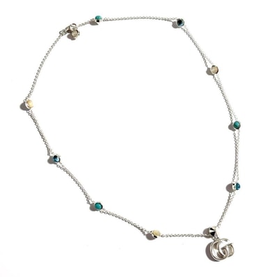 GUCCI Double G Mother Of Pearl Necklace "Turquoise"