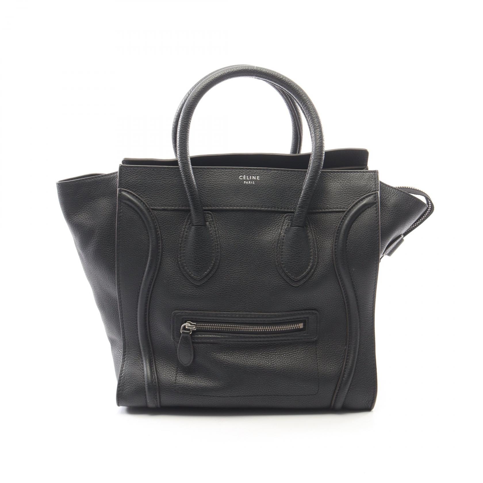 セリーヌ CELINE ラゲージ ミニショッパー ハンドバッグ バッグ レザー レディース ブラック系 165213 【中古】