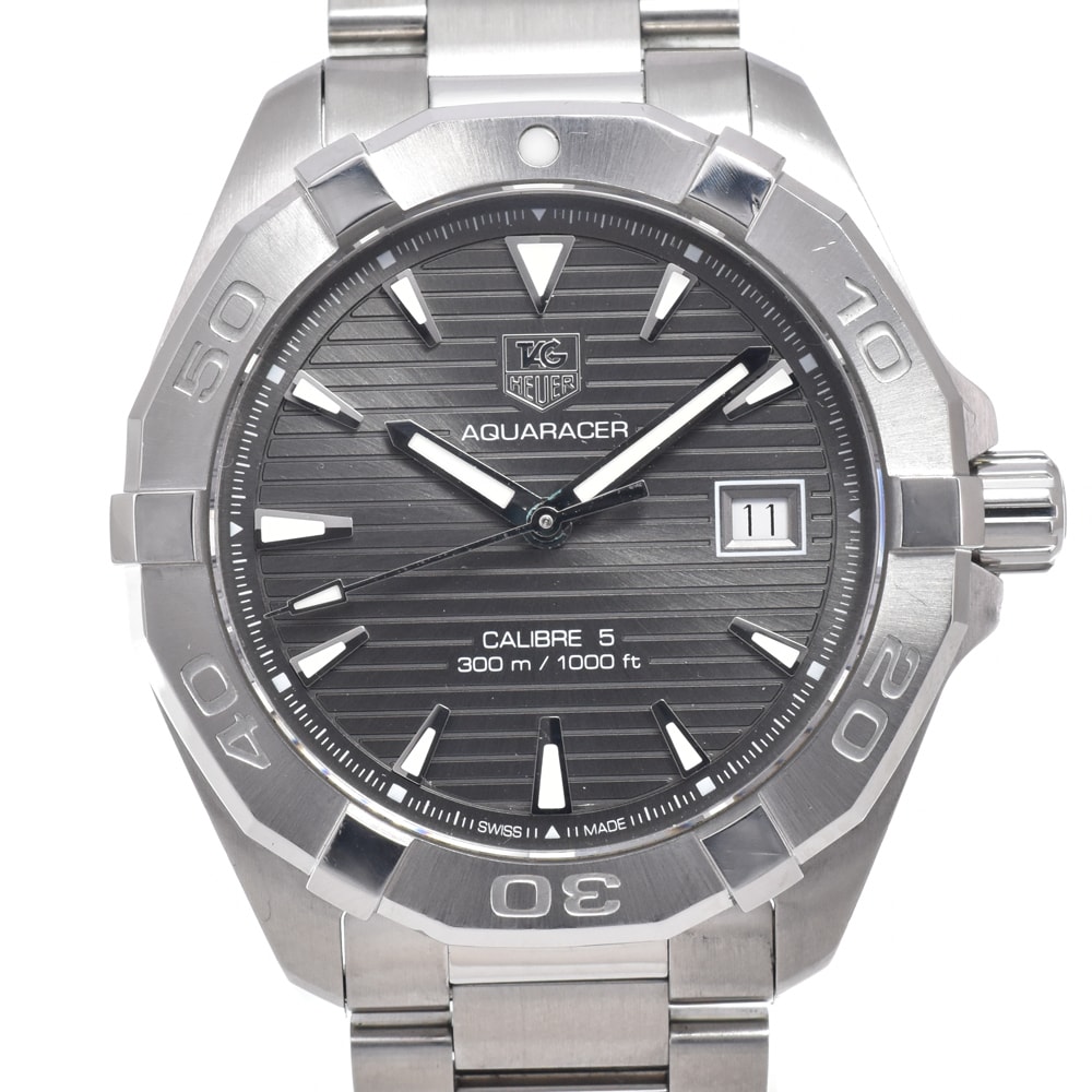 タグホイヤー TAG HEUER WAY2113.BA0910 アクアレーサー デイト キャリバー5 グレー 自動巻き メンズ 良品 箱・保証書付き 腕時計 O#151316