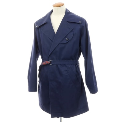 【中古】【未使用】ヘルノ Herno × Pierre-Louis Mascia コットンリネン ベルテッドコート ライトネイビー【サイズ46】【メンズ】
