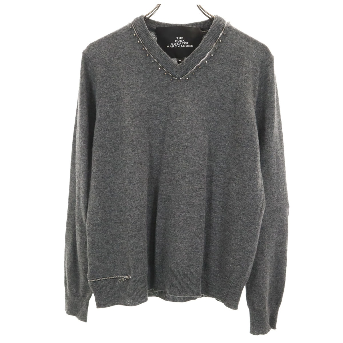 MARC JACOBS マークジェイコブス ウール 長袖 Vネック セーター XS グレー ニット