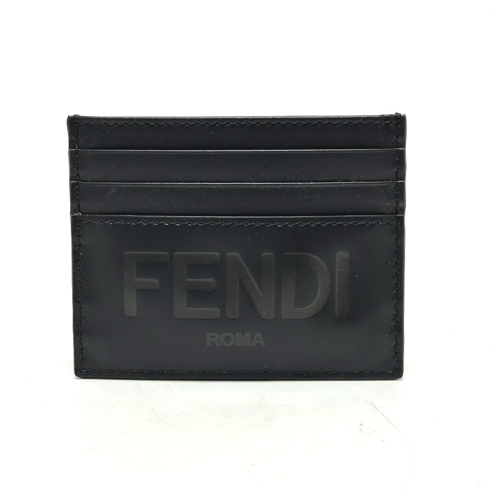 フェンディ FENDI ロゴ 7M0164 名刺入れ パスケース カードケース レザー ブラック 未使用