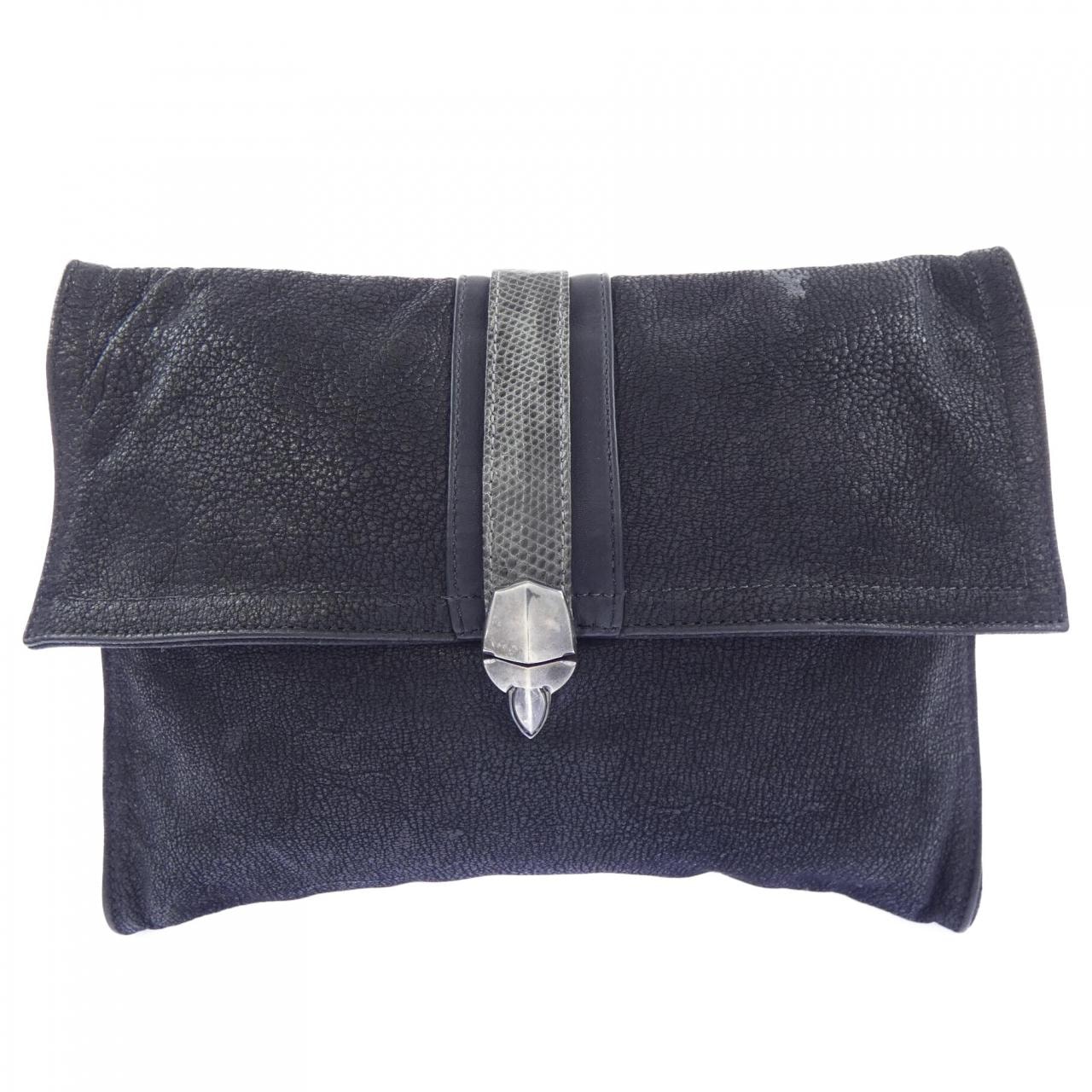 Chrome Hearts Salted Pretzel Grey Lizard Leather Hand Bag "Black"