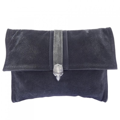 Chrome Hearts Salted Pretzel Grey Lizard Leather Hand Bag "Black"