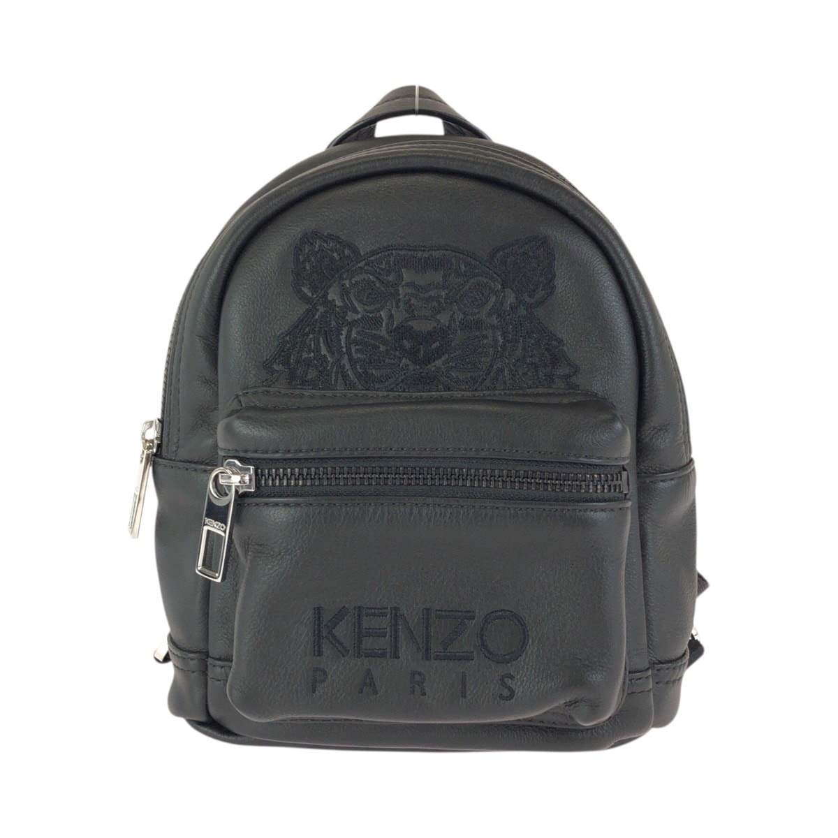 美品 KENZO ケンゾー 刺繍 ブラック 黒 シルバー金具 レザー リュック・デイパック ミニバックパック 602290 【中古】