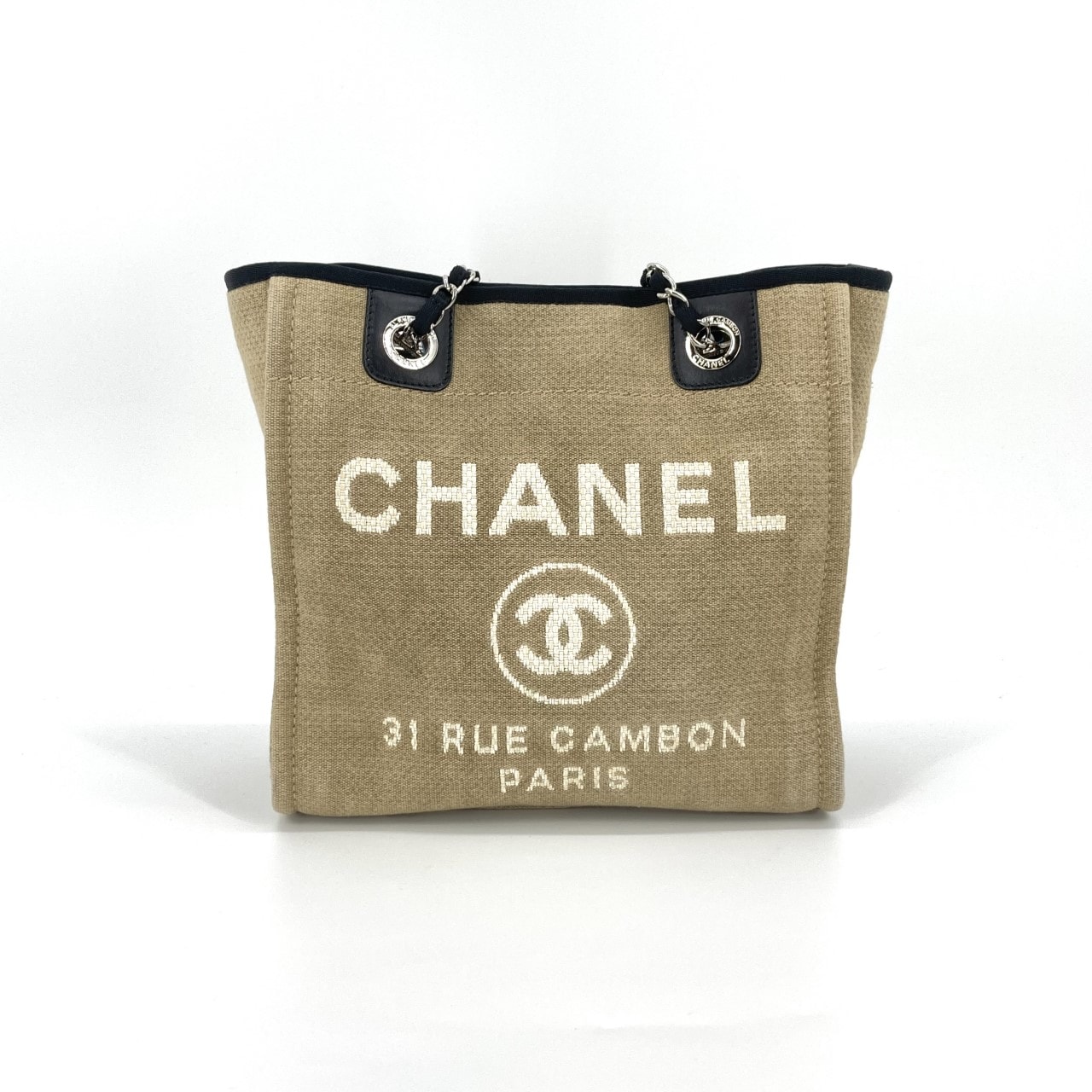 CHANEL(シャネル) ドーヴィルチェーントートPM キャンバス ココマーク 16番台 A66939 トートバッグ ベージュ