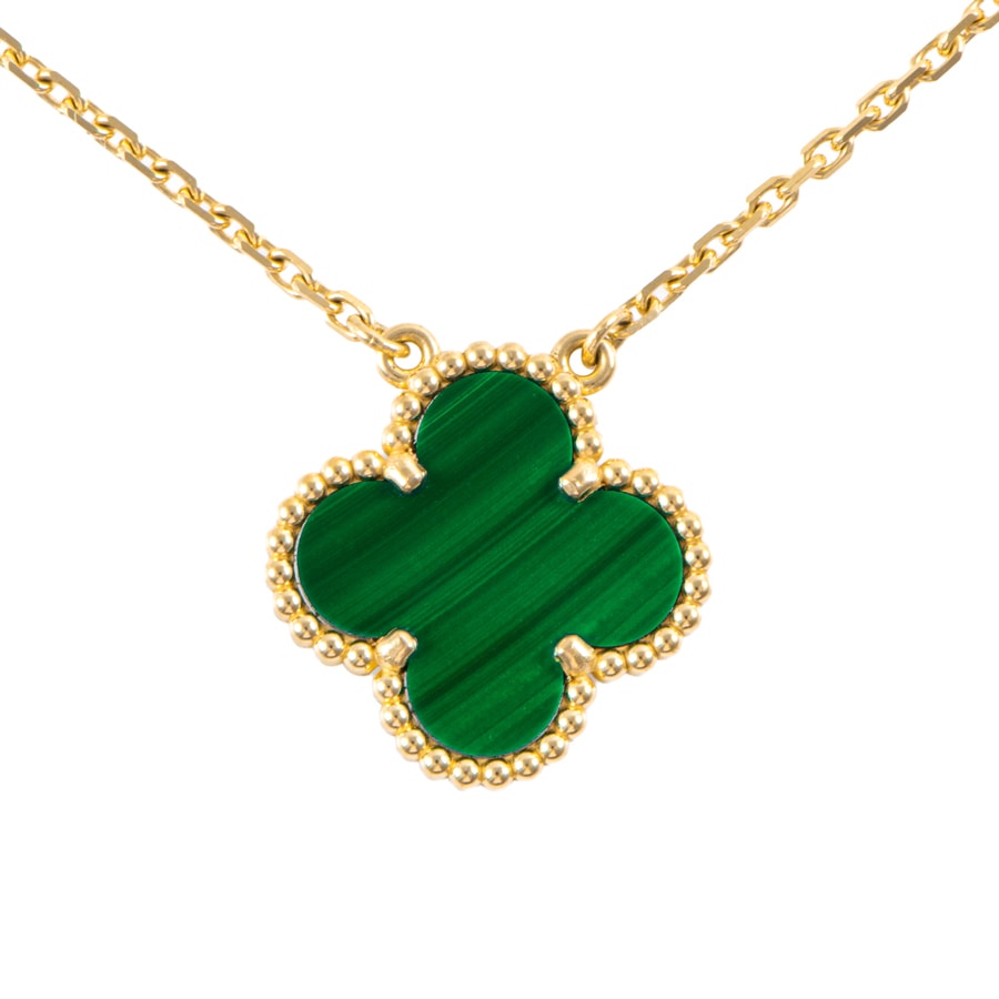 Van Cleef & Arpels ヴァンクリーフ&アーペル ヴィンテージ アルハンブラ ペンダント VCARO9VA00 ネックレス K18YG マラカイト ゴールド グリーン【中古】