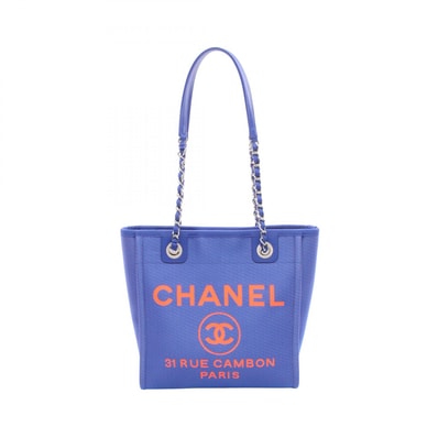 シャネル CHANEL ドーヴィルPM トートバッグ バッグ キャンバス レザー レディース ブルー系 / レッド系 【中古】