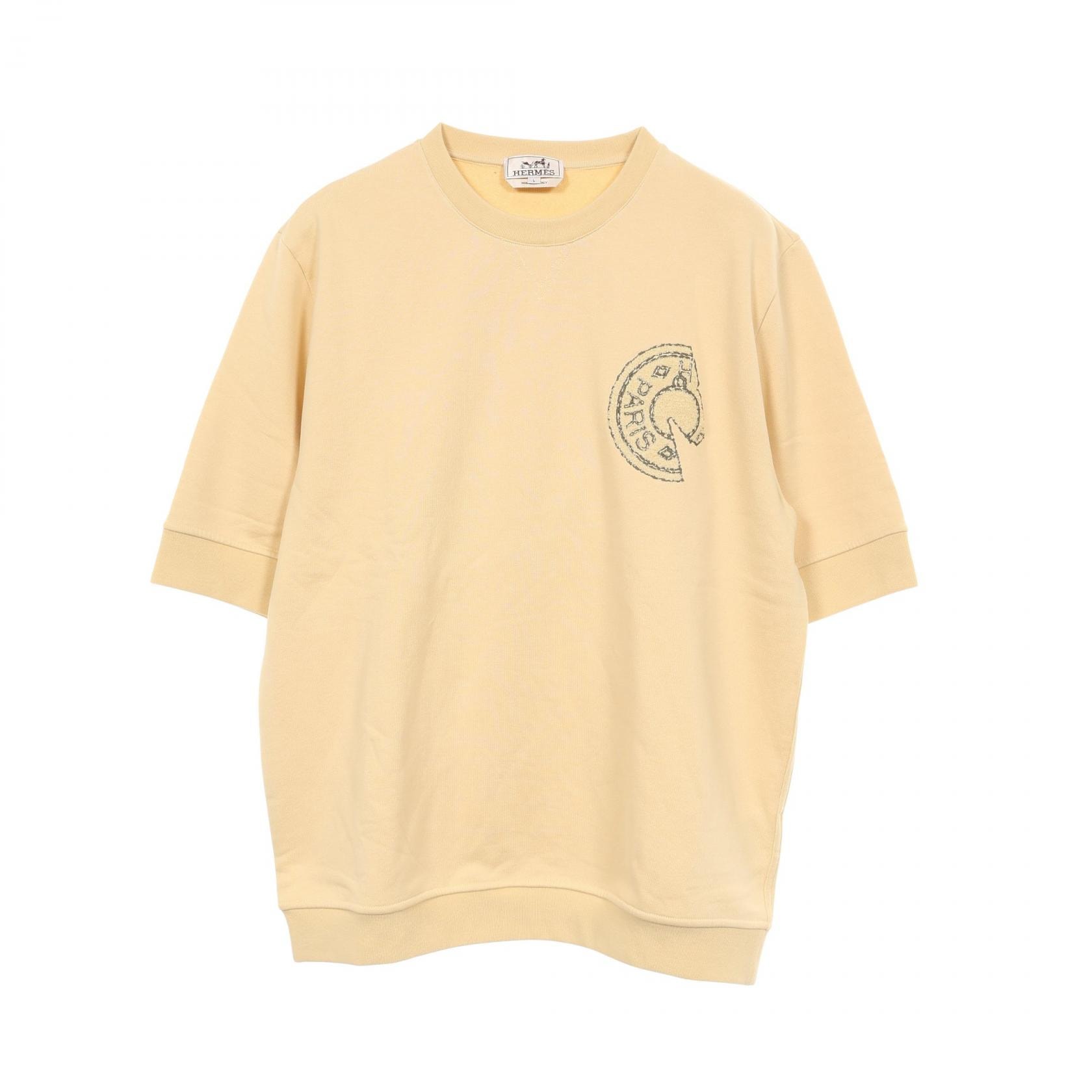 エルメス HERMES ラウンドネック クルー ド セル 半袖Tシャツ 衣料品 トップス コットン メンズ イエロー系 【中古】
