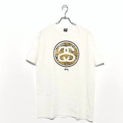 STUSSY SS Logo reopard T-Shirt White