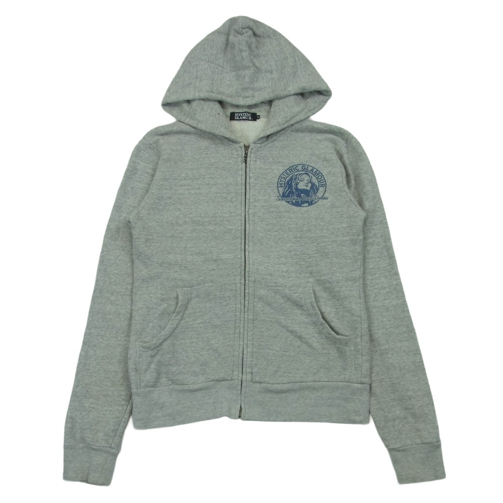 HYSTERIC GLAMOUR ヒステリックグラマー 15SS 0243CF04 STAR CIRCLE HEAD スター サークル ヘッド ジップ アップ パーカー グレー系 S【中古】