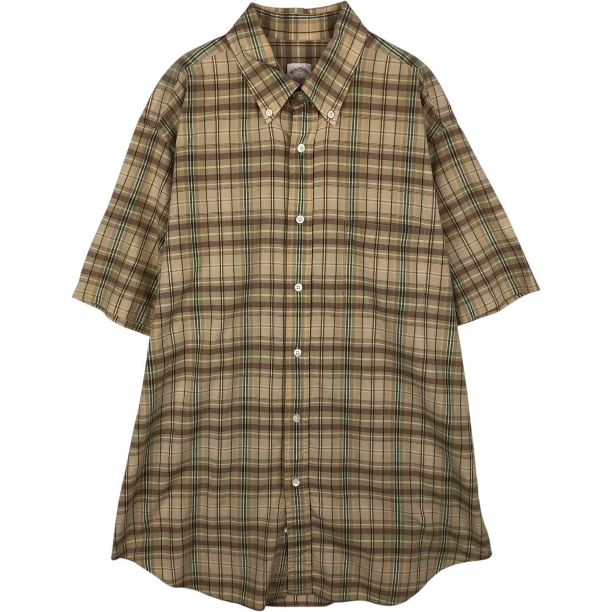 古着 ブルックスブラザーズ Brooks Brothers Est.1818 半袖 ボタンダウン チェックシャツ メンズL相当/eaa477676