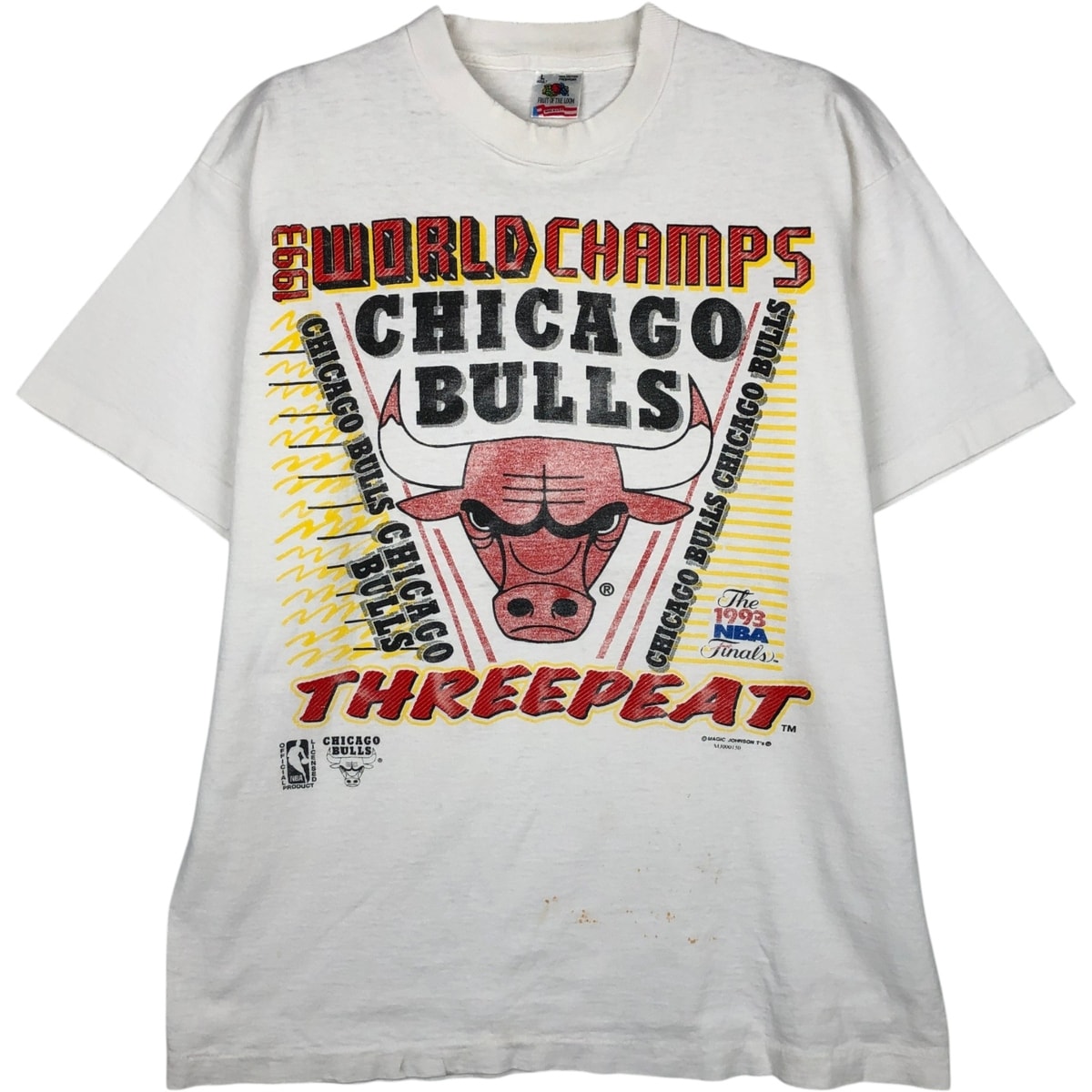 古着 フルーツオブザルーム FRUIT OF THE LOOM NBA CHICAGOBULLS シカゴブルズ スポーツプリントTシャツ USA製 メンズL相当/eaa633616