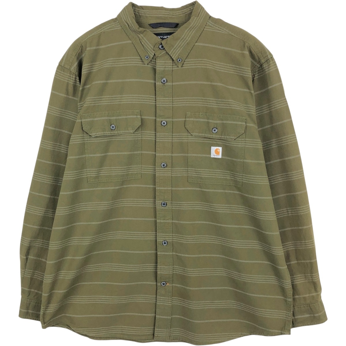 古着 カーハート Carhartt Loose Fit マルチボーダー 長袖 ボタンダウン ワークシャツ メンズXL相当/eaa666589