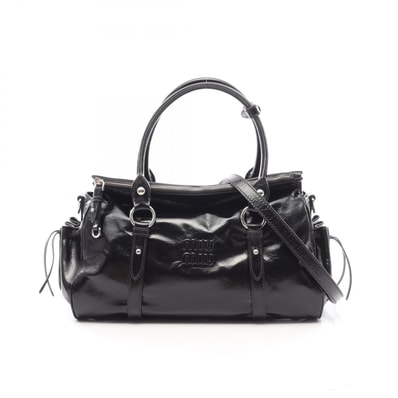 ミュウ ミュウ Miu Miu VITELLO SHINE 2WAY ハンドバッグ バッグ レザー レディース ブラック系 5BA3282A44F0002 【新品】