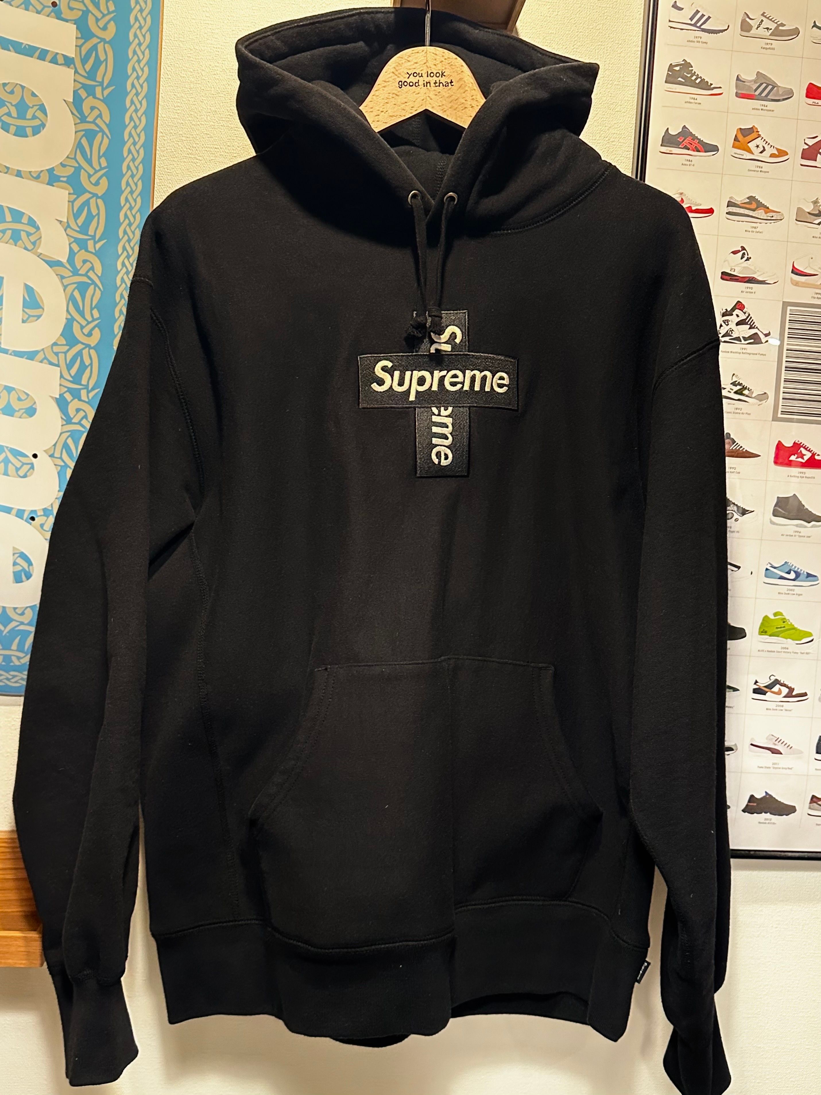 Supreme Cross Box Logo Hooded Sweatshirt "Black"