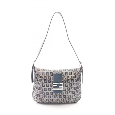 フェンディ FENDI マンマバケット ズッキーノ ショルダーバッグ バッグ キャンバス レザー レディース グレー系 / ネイビー系 【中古】