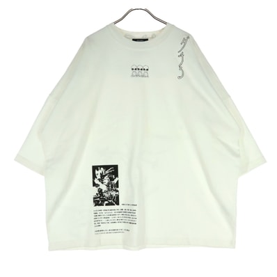 BEAMS HEART ビームスハート エイリアン&サイケデリックコラージュ プリント 半袖 スーパービッグシルエット Tシャツ M オフホワイト系