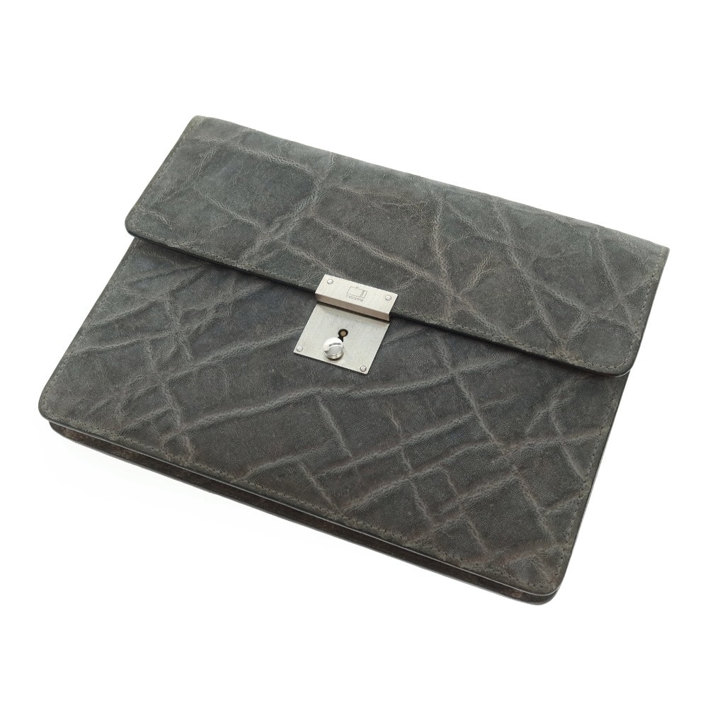 【中古】ヴァレクストラ バレクストラ Valextra エレファント クラッチバッグ カーキグレー系【W22xH16xD3.5】【メンズ】