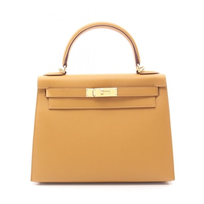 エルメス HERMES ケリー28 外縫い 2WAY ハンドバッグ バッグ レザー ヴォーエプソン ヴォーエプソン セサミ Y刻印(2020年製造) レディース ブラウン系 【中古】