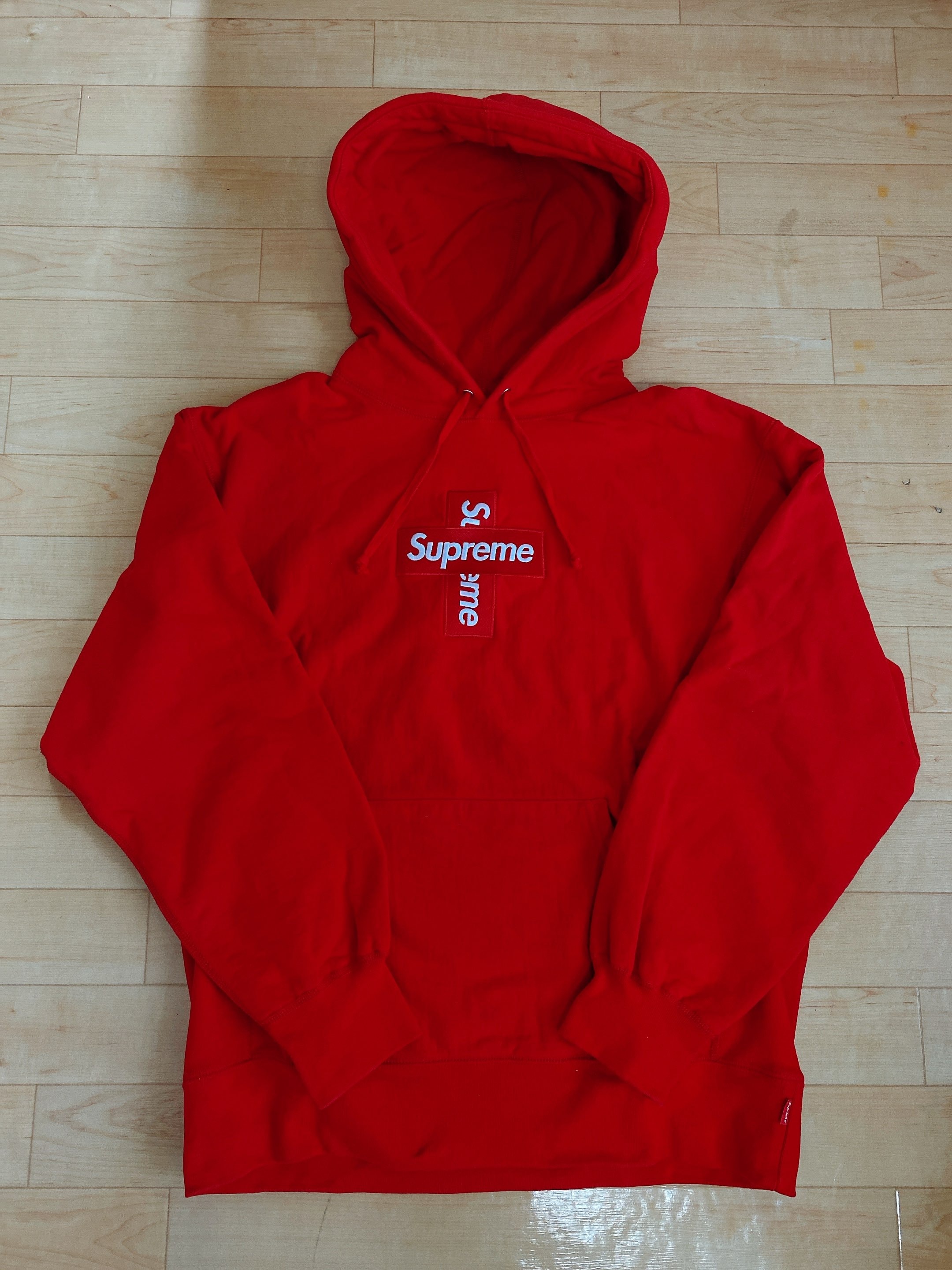 Supreme Cross Box Logo Hooded Sweatshirt "Red"