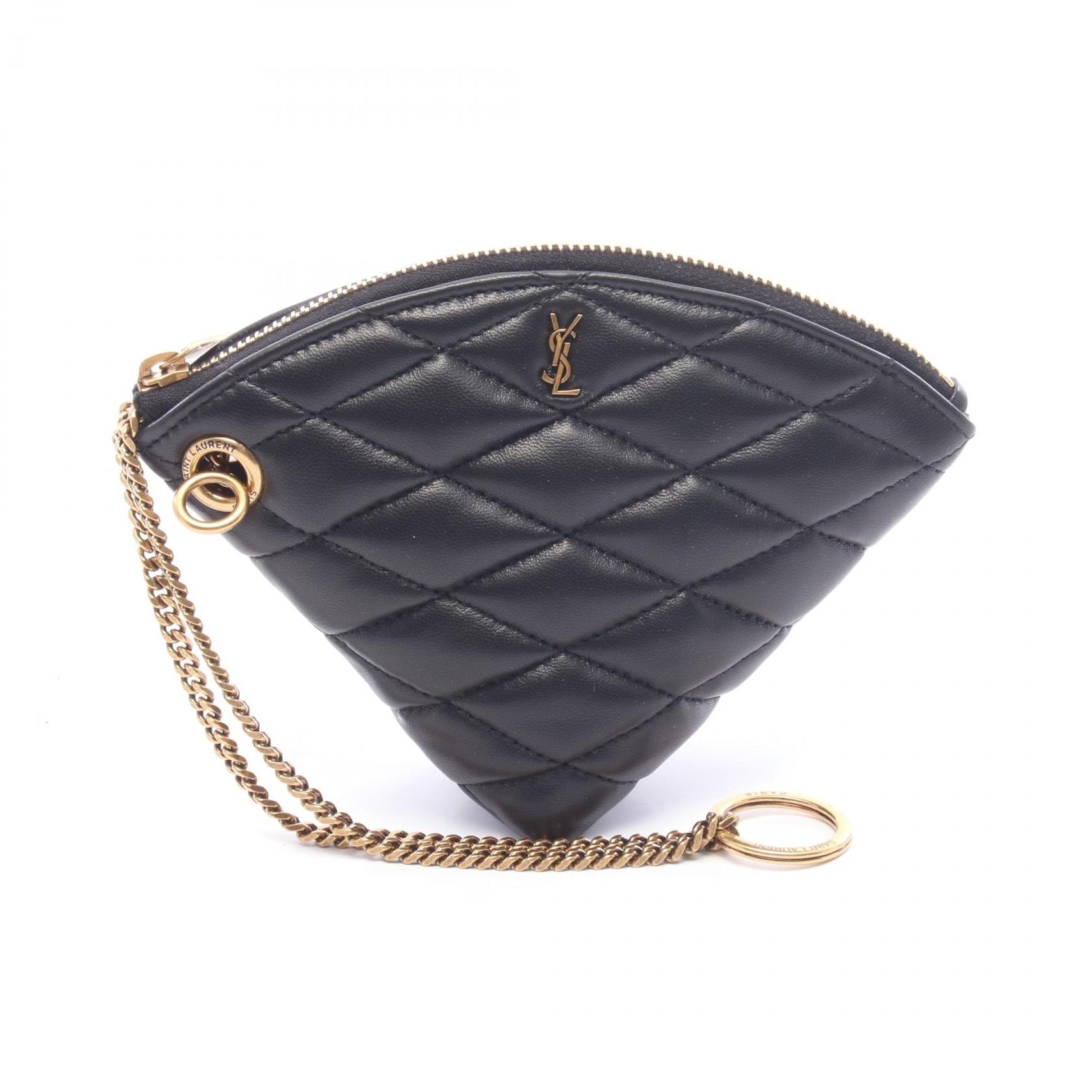 サンローランパリ SAINT LAURENT PARIS サド キーリング付き コインケース 財布 レザー レディース ブラック系 802198 【中古】