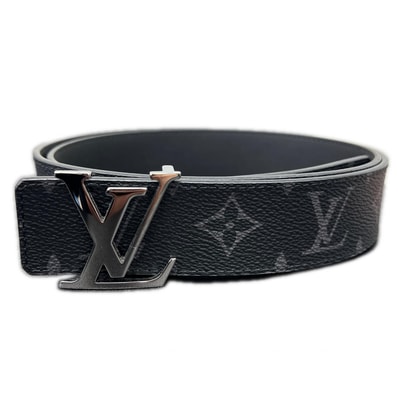 LOUIS VUITTON 極美品 ルイヴィトン サンチュール LV イニシャル 40MM モノグラムエクリプス ベルト M0450 PVC レザー JJ3293 2023年 ブラック #90/36 Aランク 中古 鑑定済