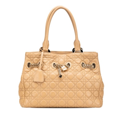 ディオール カナージュ レディディオール ハンドバッグ トートバッグ ブラウン ベージュ ラムスキン レディース Dior 【中古】