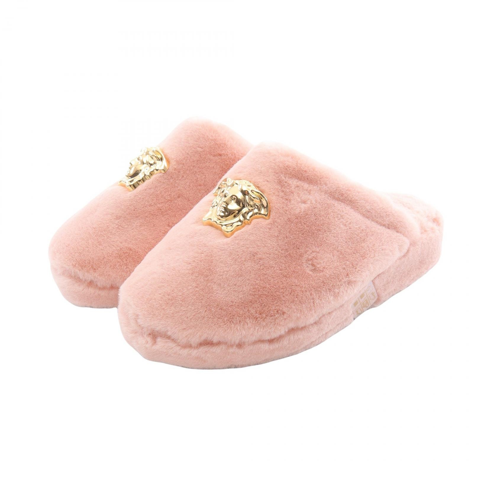 ヴェルサーチ VERSACE メデューサ サンダル 靴 フェイクファー レディース ピンク系 ZSL000008ZPL00011 【新品】