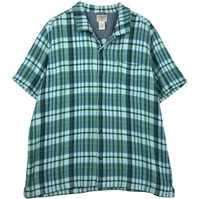 古着 90~00年代 エルエルビーン L.L.Bean チェック柄 半袖 オープンカラー コットンシャツ ボックスシャツ メンズXL相当 ヴィンテージ/rab182144