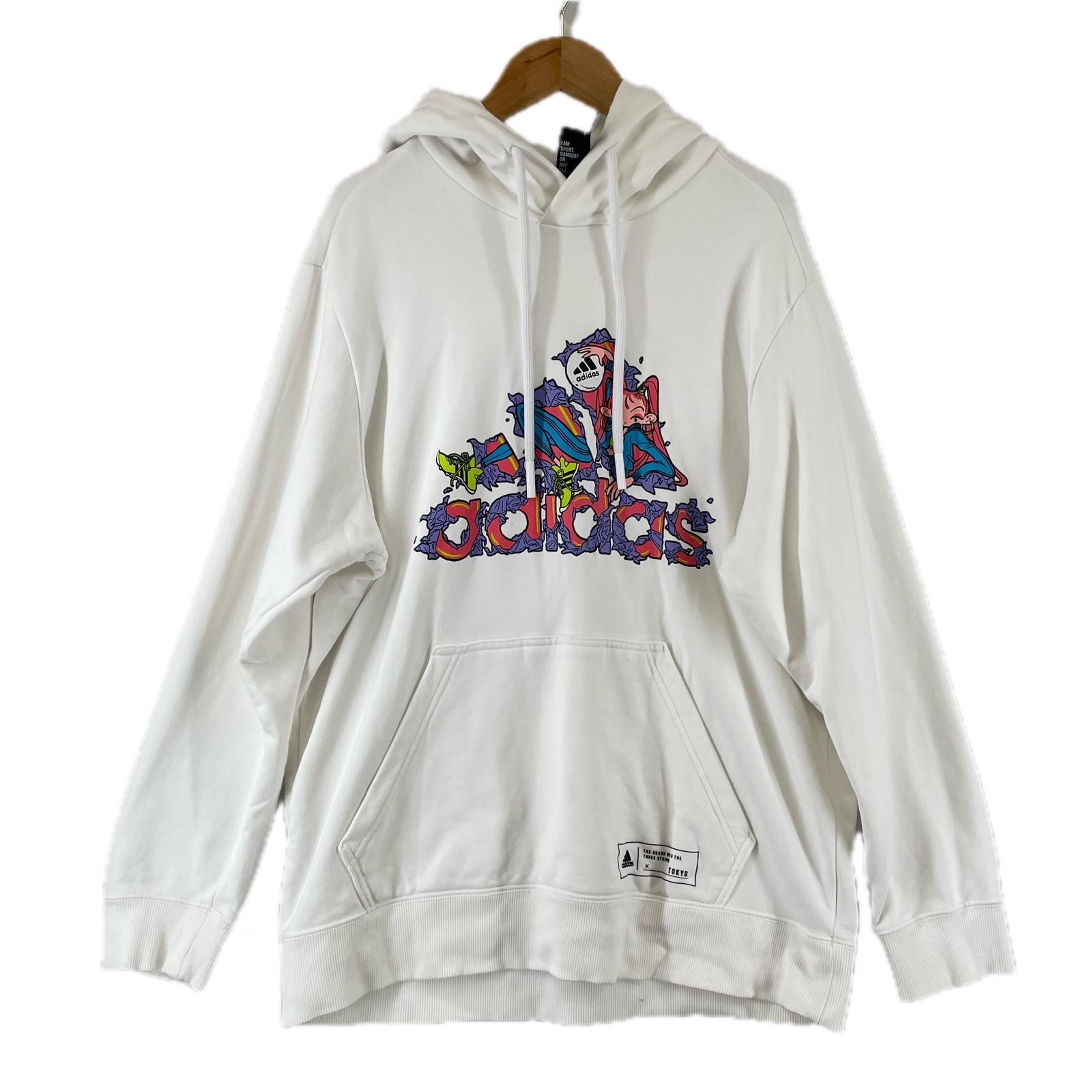 adidas アディダス その他 秋冬 AW パーカー コットン/ポリウレタン ホワイト メンズ 2XL【古着】【中古】