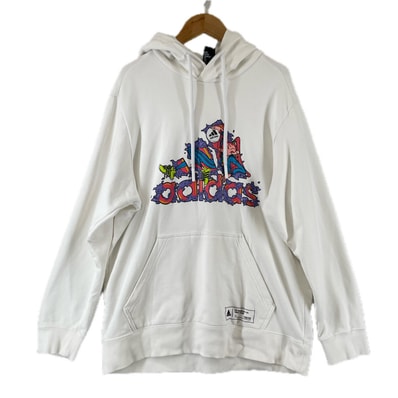adidas アディダス その他 秋冬 AW パーカー コットン/ポリウレタン ホワイト メンズ 2XL【古着】【中古】