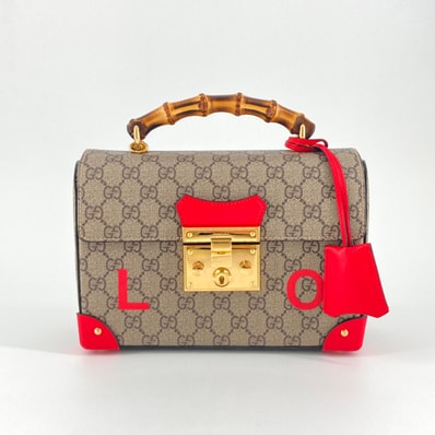 GUCCI(グッチ) パドロック GGスモール バンブー トップハンドルバッグで 603221 ハンドバッグ ブラウン