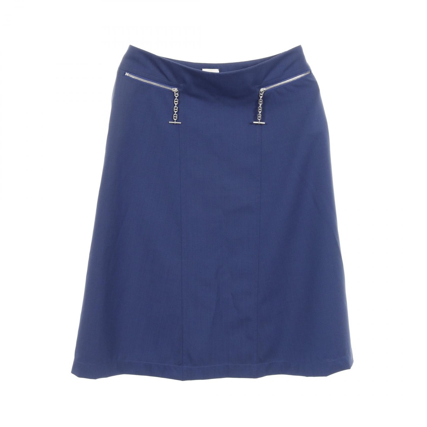 エルメス HERMES シェーヌダンクル チェーン スカート 衣料品 ボトムス ウール レディース ブルー系 【中古】