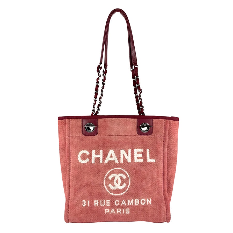 シャネル CHANEL ショルダーバッグ ドーヴィルPM キャンバス/レザー レッド系 レディース【中古】 z9497