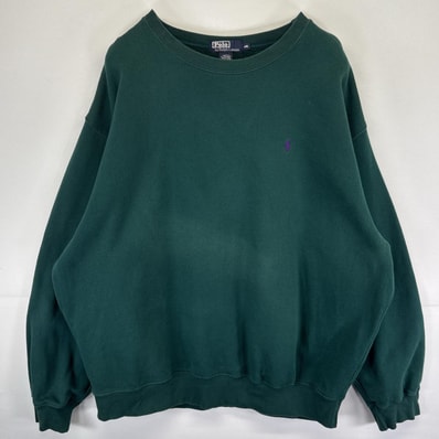 古着 ポロバイラルフローレン Polo by Ralph Lauren スウェット トレーナー 大きいサイズ ワンポイント 14041 グリーン メンズ