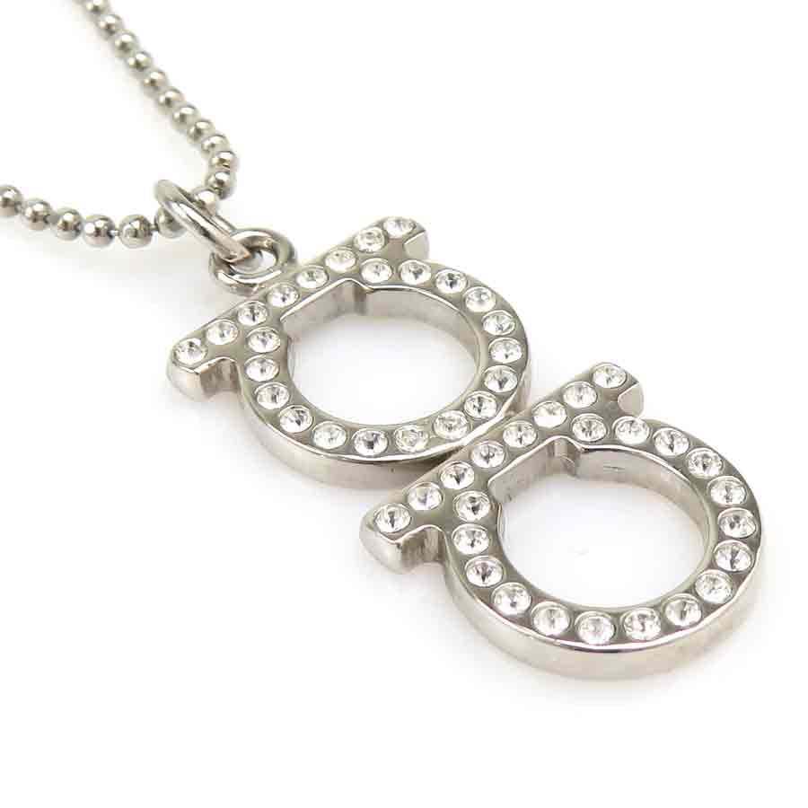 サルヴァトーレフェラガモ Salvatore Ferragamo ネックレス ガンチーニ メタル/ラインストーン シルバー レディース【中古】 h32181b