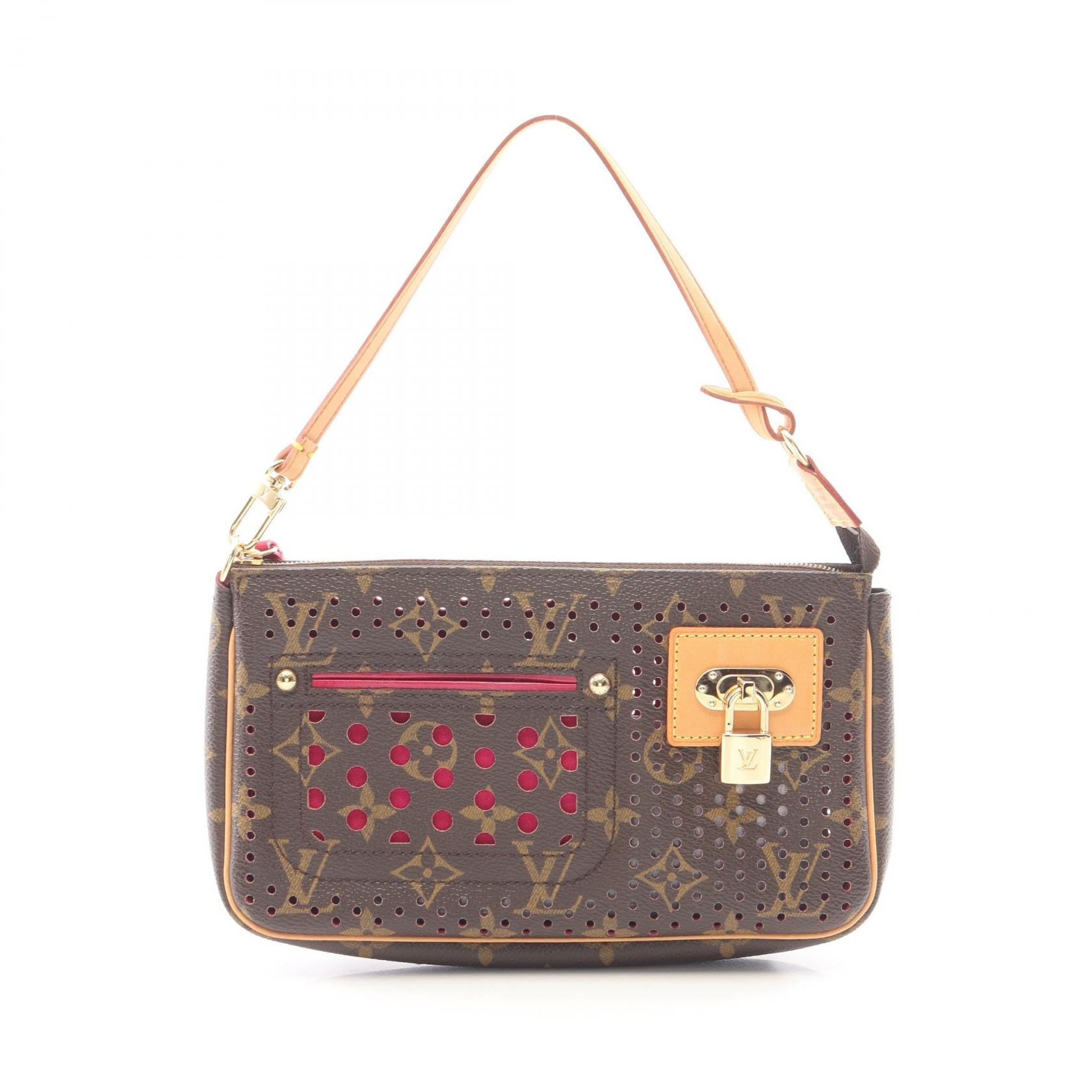 ルイ・ヴィトン LOUIS VUITTON ポシェットアクセソワール ハンドバッグ バッグ PVCコーティングキャンバス レザー モノグラム・ペルフォ フューシャ レディース ブラウン系 / ピンク系 M95183 【中古】
