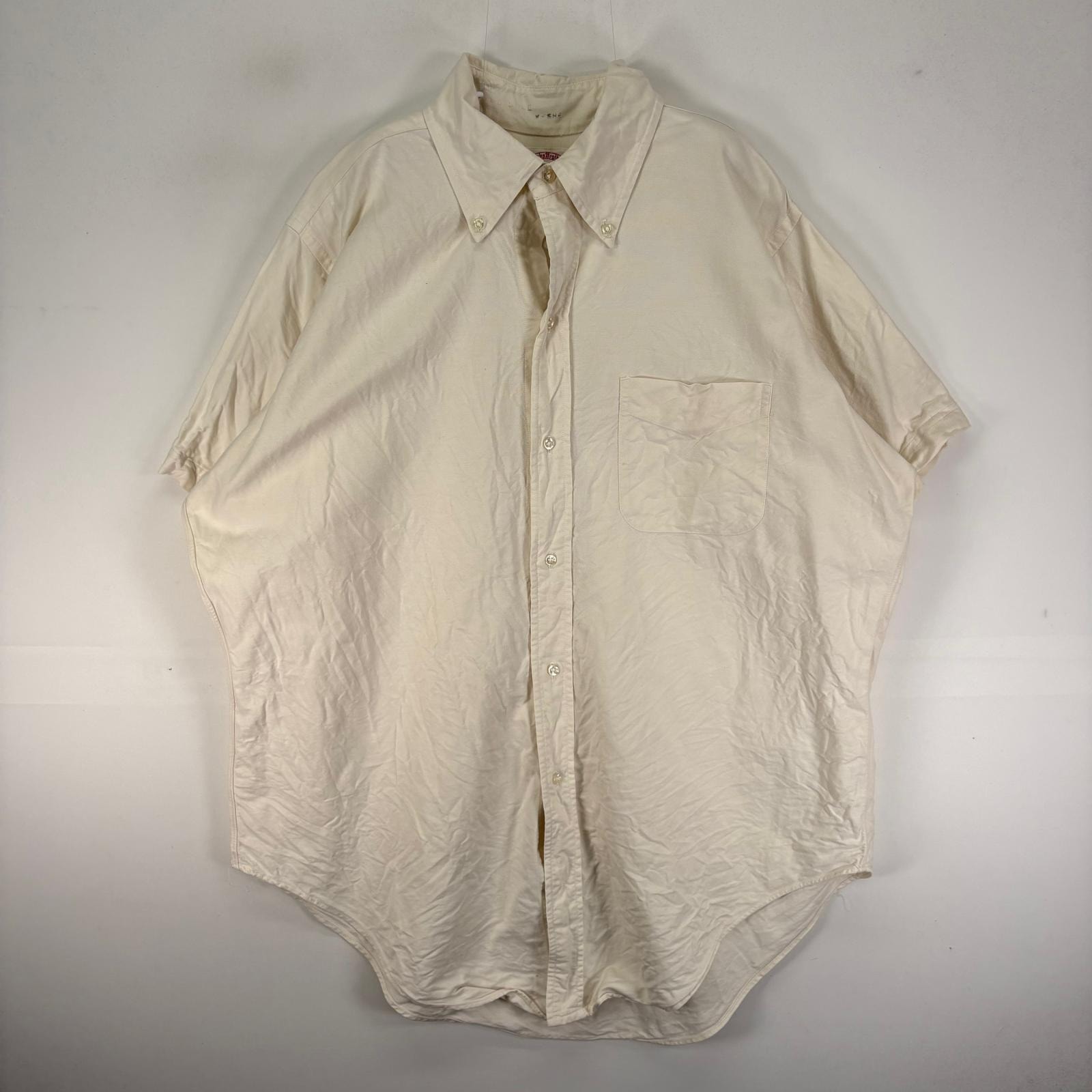 古着 60's~70's/60年代~70年代 ヴィンテージ ブルックスブラザーズ Brooks Brothers 半袖シャツ ボタンダウン 6ボタン L  ホワイト系 無地 メンズ