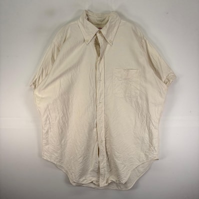 古着 60's~70's/60年代~70年代 ヴィンテージ ブルックスブラザーズ Brooks Brothers 半袖シャツ ボタンダウン 6ボタン L ホワイト系 無地 メンズ