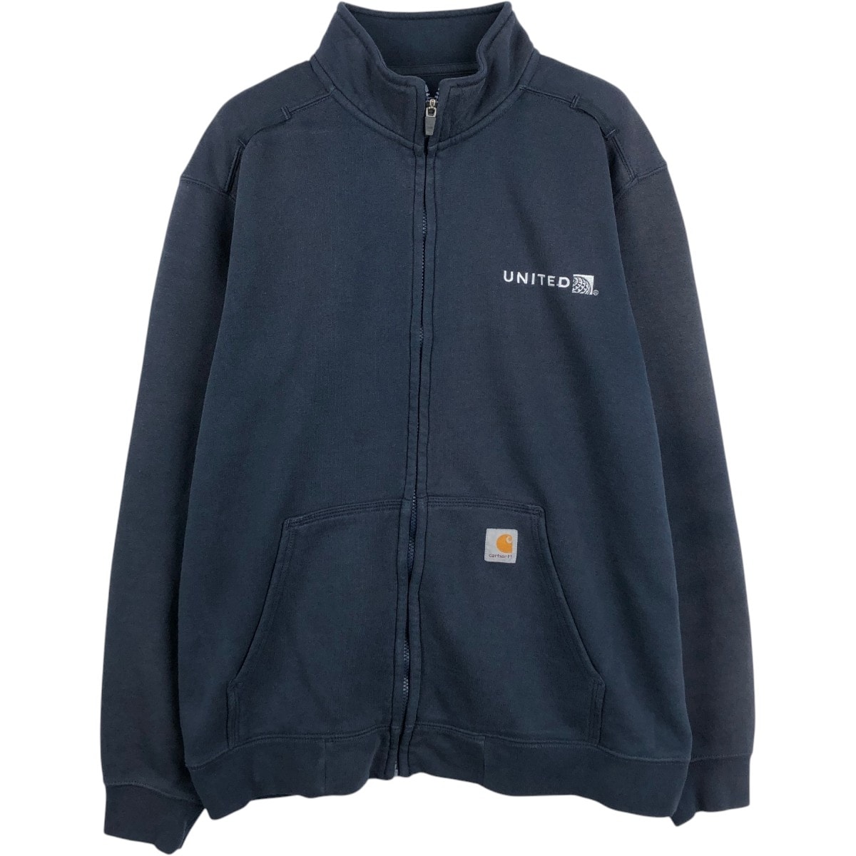 古着 カーハート Carhartt ORIGINAL FIT ユナイテッド航空 アドバタイジング フルジップスウェットシャツ トレーナー メンズL相当/eaa681701