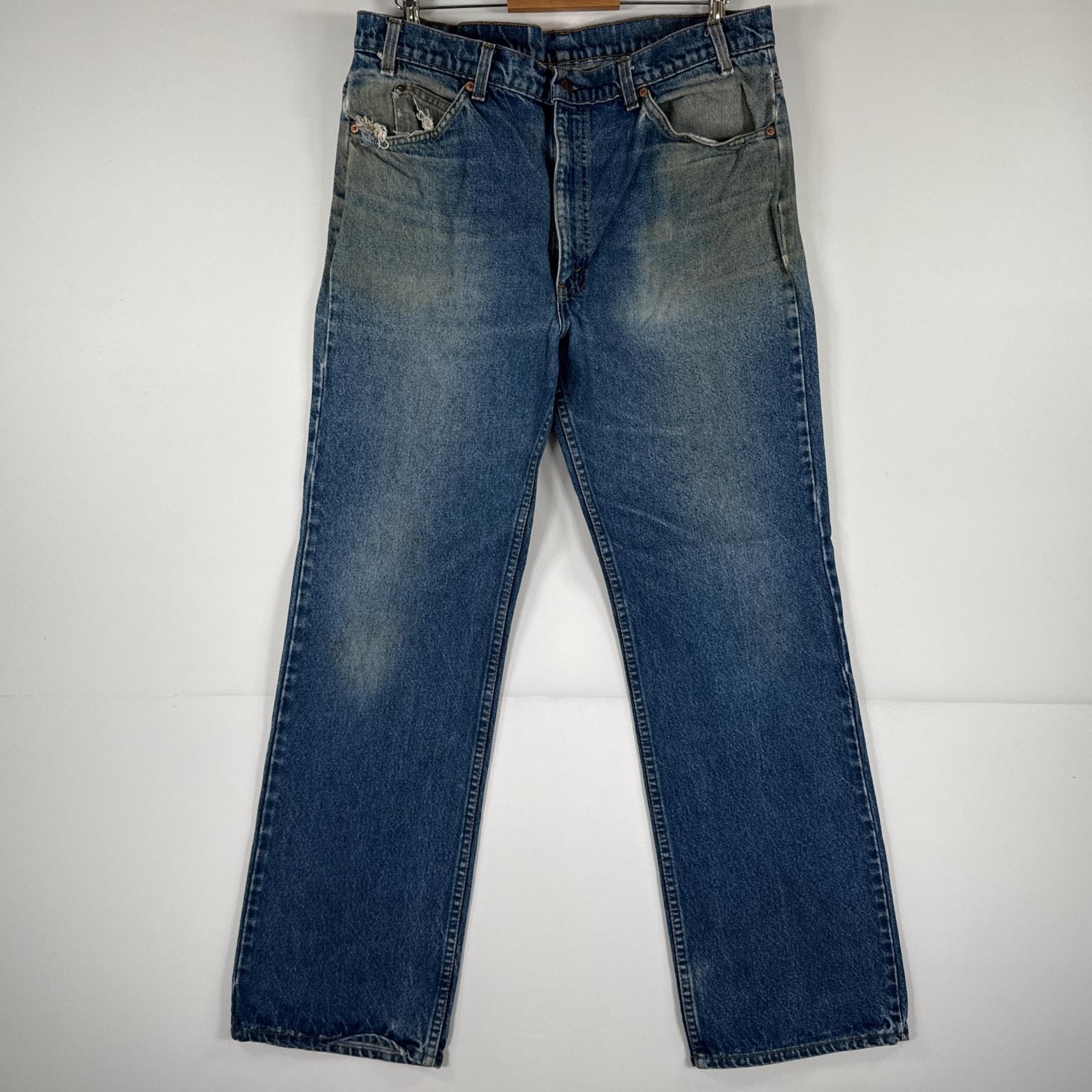 古着 90's/90年代 ヴィンテージ リーバイス Levi's USA製 デニムパンツ 517 ジーパン フレア ブーツカット ジップ ヒゲ 色落ち w38 L32  ブルー メンズ