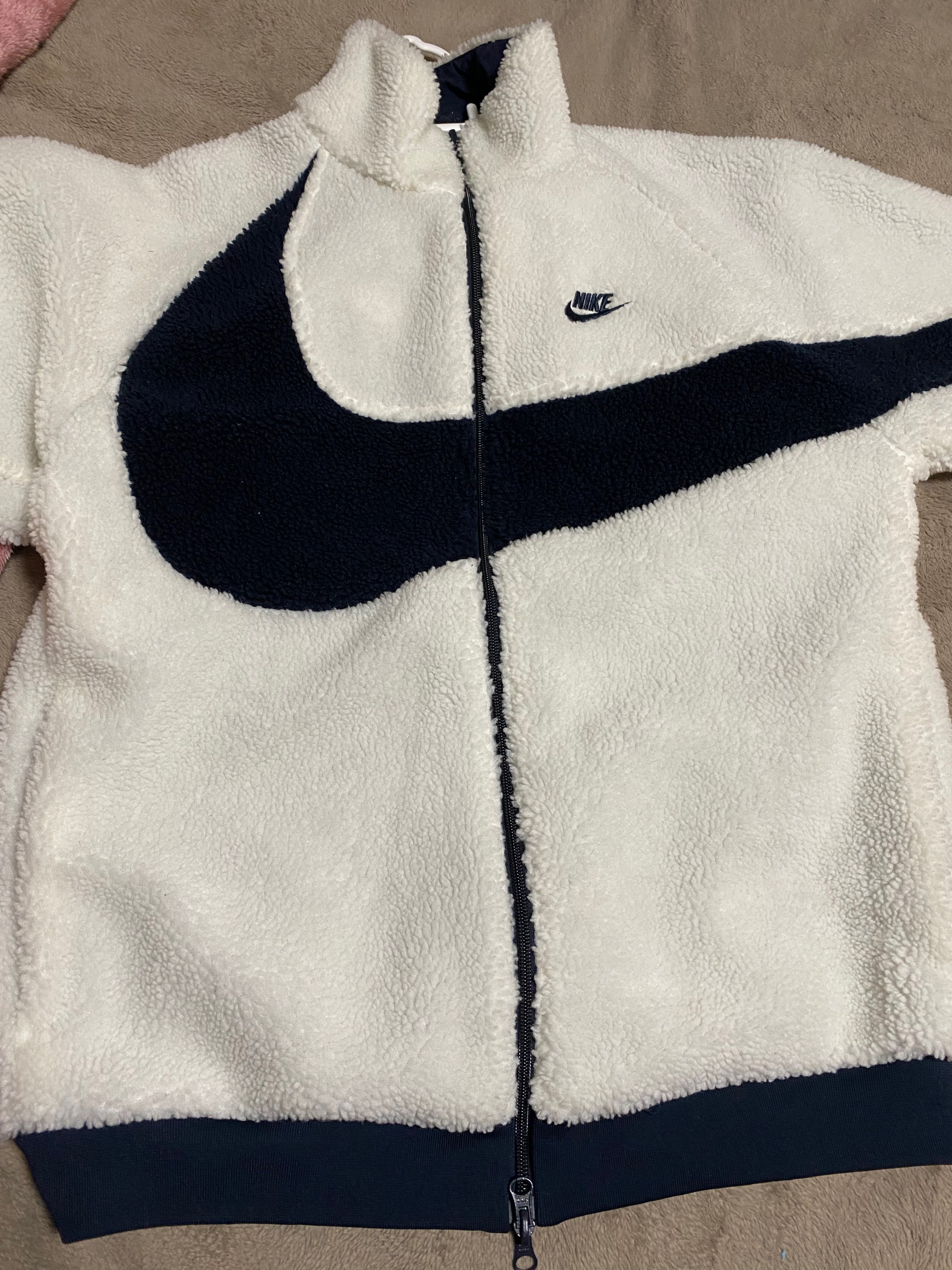 Nike Big Swoosh Reversible Boa Jacket "Sail/Dark Obsidian"