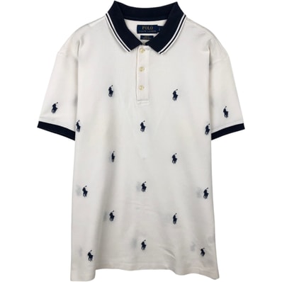 古着 ラルフローレン Ralph Lauren POLO RALPH LAUREN SLIM FIT 総柄 半袖 ポロシャツ メンズL相当/eaa644306