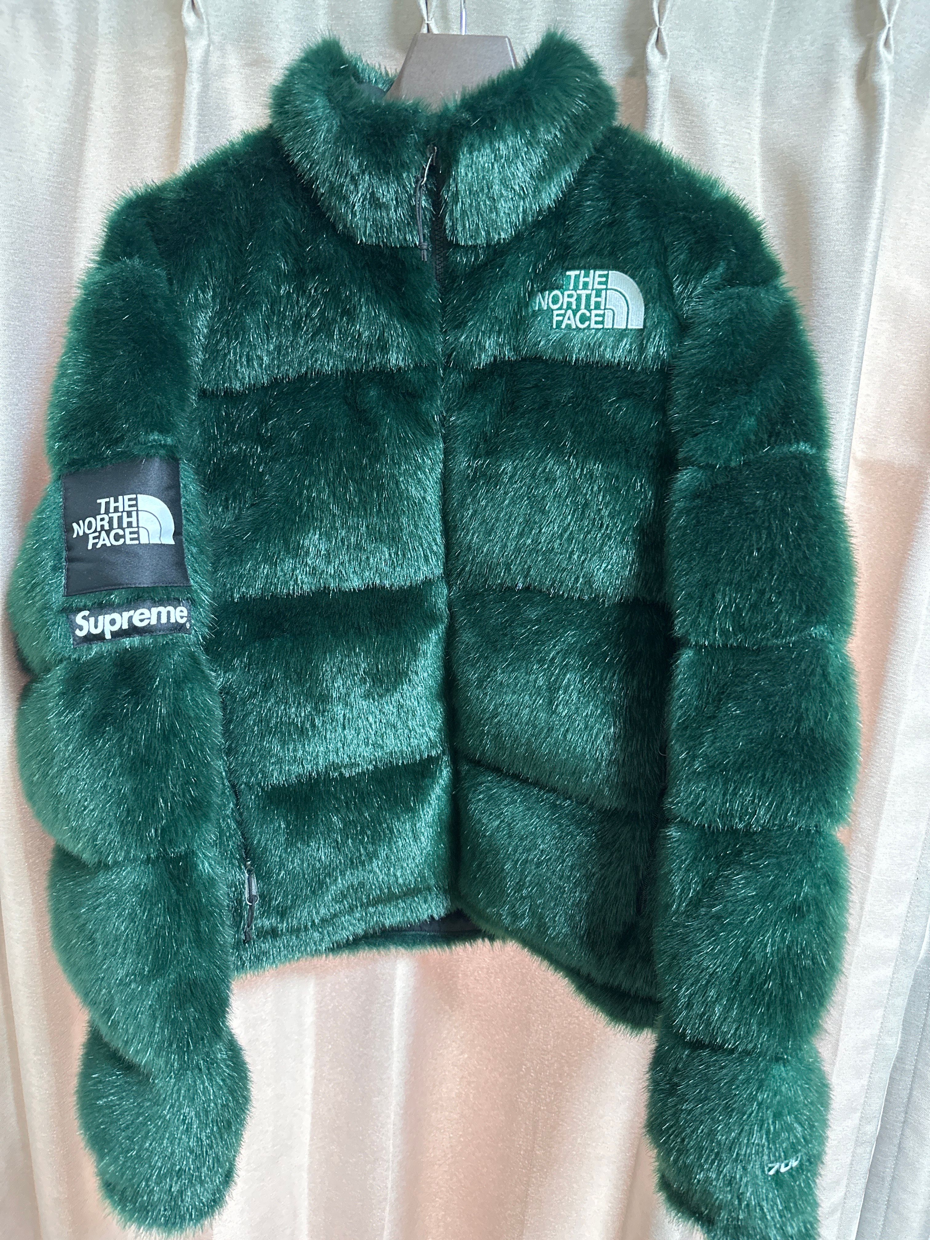 Supreme x The North Face Faux Fur Nuptse Jacket "Green"