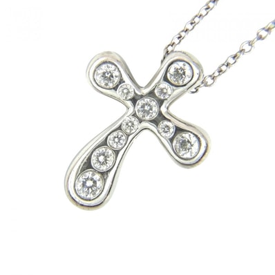TIFFANY&Co. ティファニー ネックレス エルサペレッティ スモールクロス アクセサリー ジュエリー ペンダント Pt950プラチナ ダイヤモンド レディース 約6.6g【中古品】