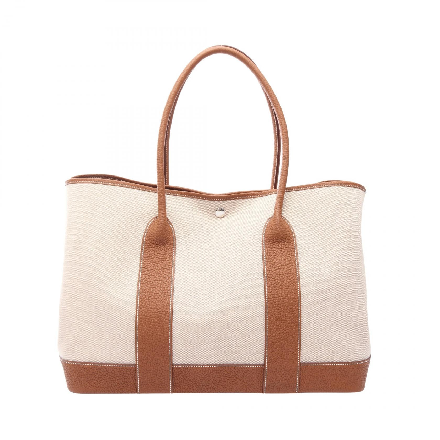エルメス HERMES ネオガーデン41 ヴォヤージュ トートバッグ バッグ キャンバス レザー トワルアッシュ / ネゴンダ トワルアッシュ エクリュ K刻印(2025年製造) レディース アイボリー系 / ブラウン系 / ゴールド