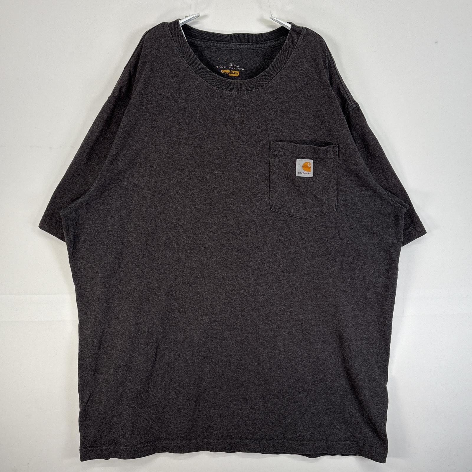 古着 カーハート Carhartt 半袖Tシャツ ワンポイント ロゴ 胸ポケ 大きいサイズ 肉厚 XL ブラック 無地 メンズ