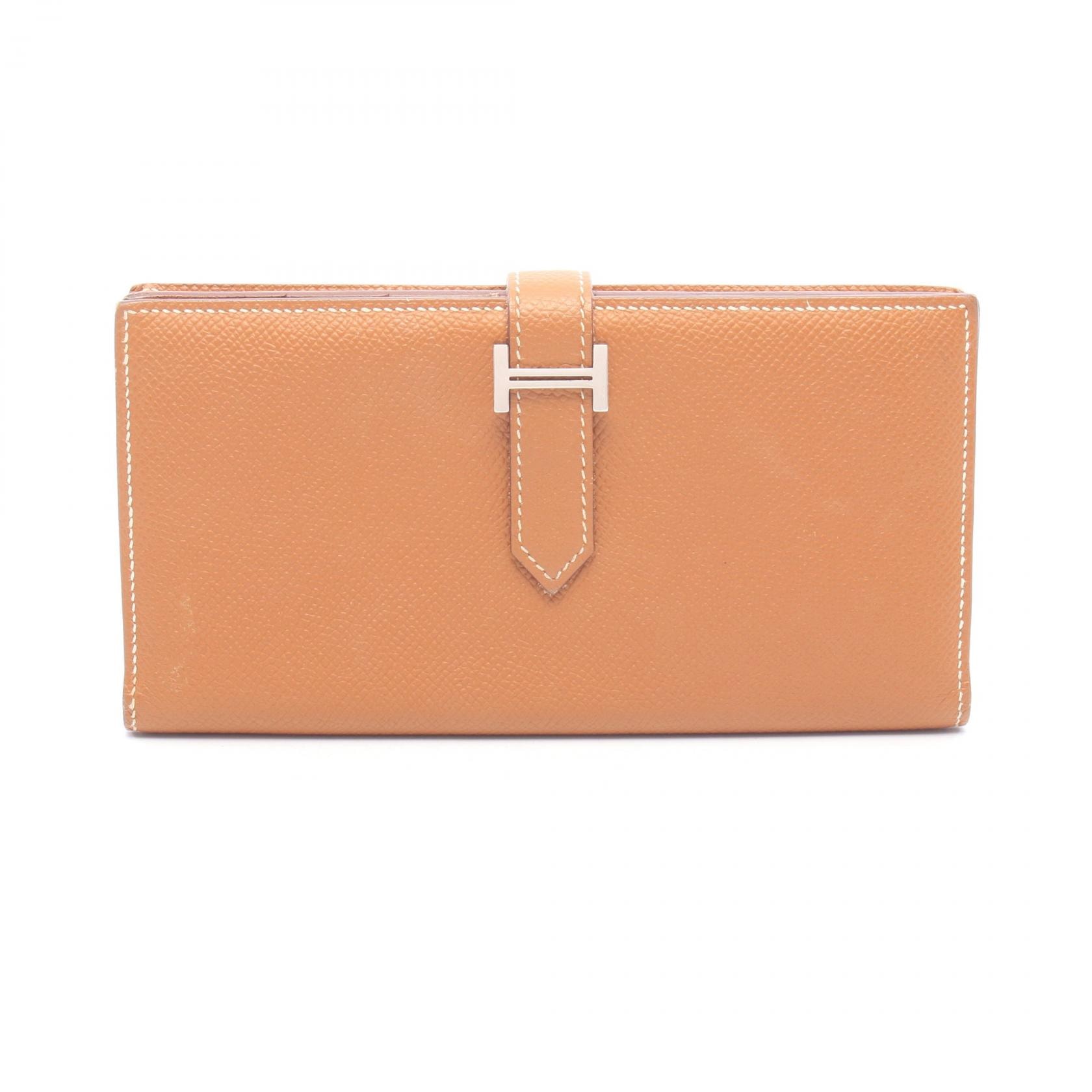 エルメス HERMES ベアンスフレ ゴールド 二つ折り長財布 財布 レザー ヴォーエプソン ヴォーエプソン ゴールド T刻印(2015年製造) レディース ブラウン系 【中古】